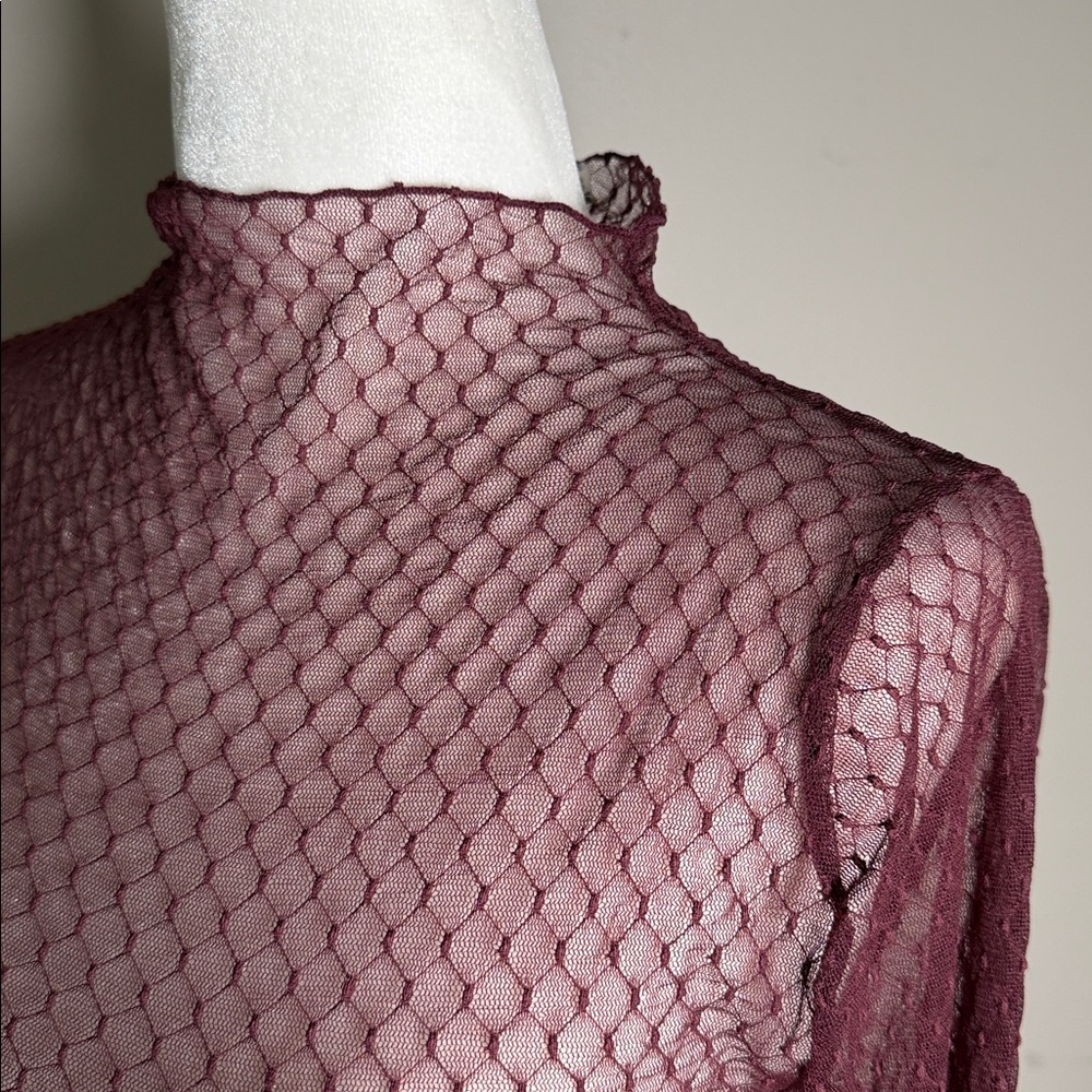 Free People Burgundy Mesh Top - Picture 9 of 14